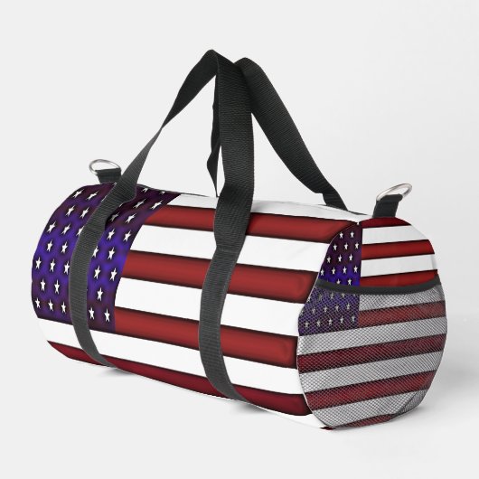 Moderne verkörperte amerikanische Flagge Zippo Lig Duffle Bag (Rechte Ecke)