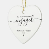Moderne Verlobte Weihnachtsnamen & Foto Keramik Ornament (Links)