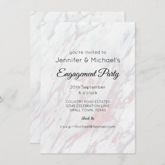 Moderne Verlobung aus rosa und grauem Marmor (Vorne/Hinten)