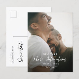 Moderne Verlobung des Neujahrs | Adventures Script Ankündigungspostkarte