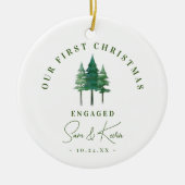 Moderne Verlobung Erster Weihnachtsbaum Keramik Ornament (Vorne)