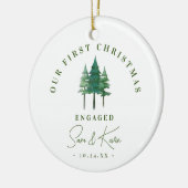 Moderne Verlobung Erster Weihnachtsbaum Keramik Ornament (Links)