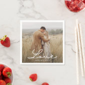 Moderne Verlobung Foto Kalligraphie Liebe Serviette (Beispiel)