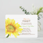 Moderne Verlobung für Hochzeiten von Sonnenblumen Einladung (Stehend Vorderseite)