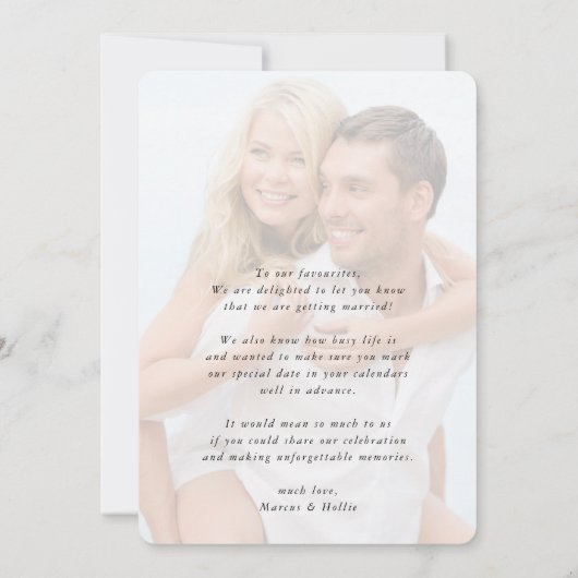 MODERNE Verlobung-Kalligraphie Einladung (Rückseite)