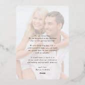 MODERNE Verlobung-Kalligraphie Folieneinladung (Rückseite)