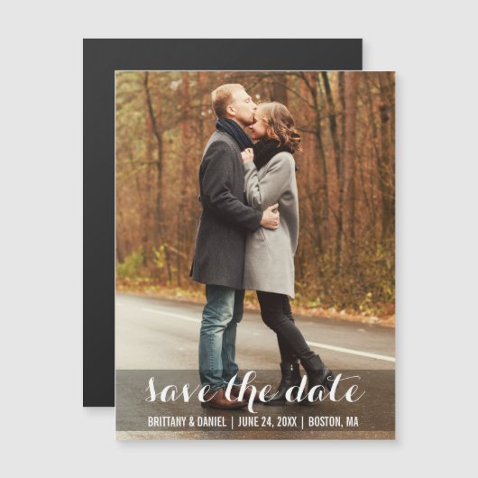 Moderne Verlobung Magnetic Save the Date Magneteinladung (Vorne/Hinten)