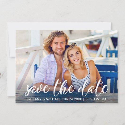 Moderne Verlobung Save the Date Foto Paar Einladung (Vorderseite)