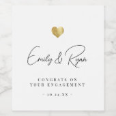 Moderne Verlobung Teil Herzlichen Glückwunsch Gold Weinetikett (Einzelnes Label)