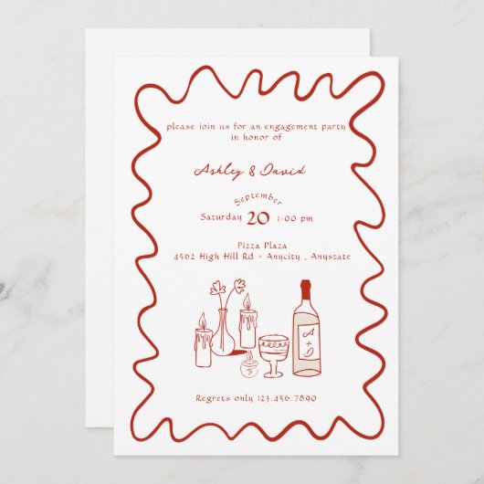 Moderne Verlobung | Whimsical Wedding Einladungen (Vorne/Hinten)