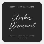 Moderne Verpackung mit schwarzen Kerzen Quadratischer Aufkleber (Vorderseite)