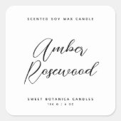 Moderne Verpackung mit weißer Kerze Quadratischer Aufkleber (Vorderseite)