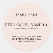 Moderne Verpackungsvorlage für die Kerzenkennzeich Runder Aufkleber (Vorderseite)