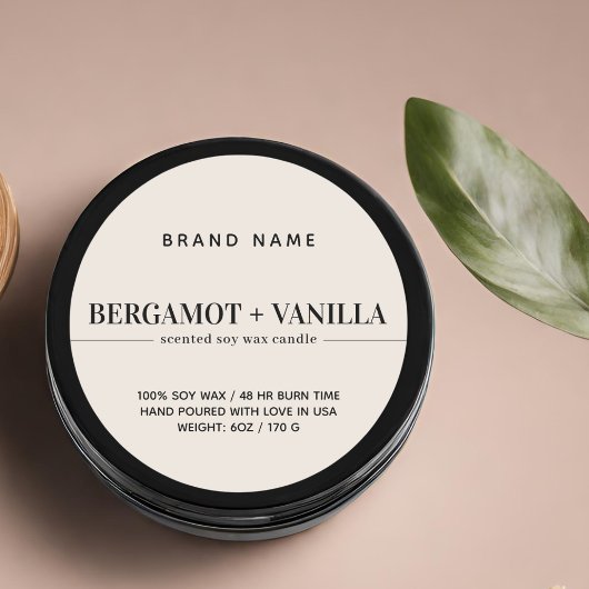 Moderne Verpackungsvorlage für die Kerzenkennzeich Runder Aufkleber