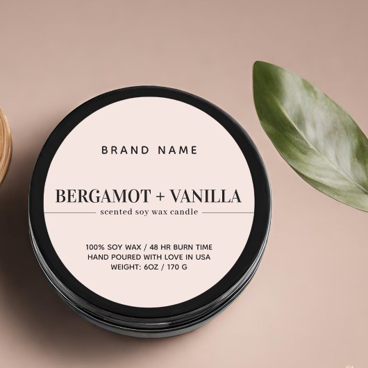 Moderne Verpackungsvorlage für die Kerzenkennzeich Runder Aufkleber