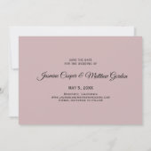 Moderne verschmutzte Rose Elegante handgeschrieben Save The Date (Rückseite)