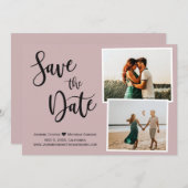 Moderne verschmutzte Rose Elegante handgeschrieben Save The Date (Vorne/Hinten)