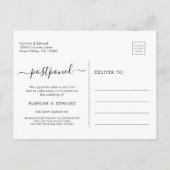 Moderne verspätete Hochzeitsankündigung Postkarte (Rückseite)