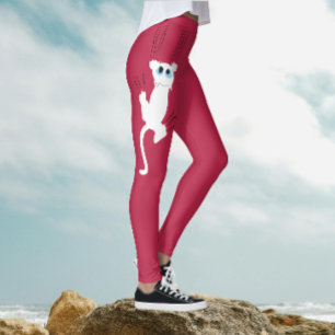 Moderne verspielte lustige rote weiße Katze Mama C Leggings