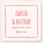 Moderne Verspielte Retro Handgezeichnete Cupid Hoc Rechteckiger Pappuntersetzer (Vorderseite)