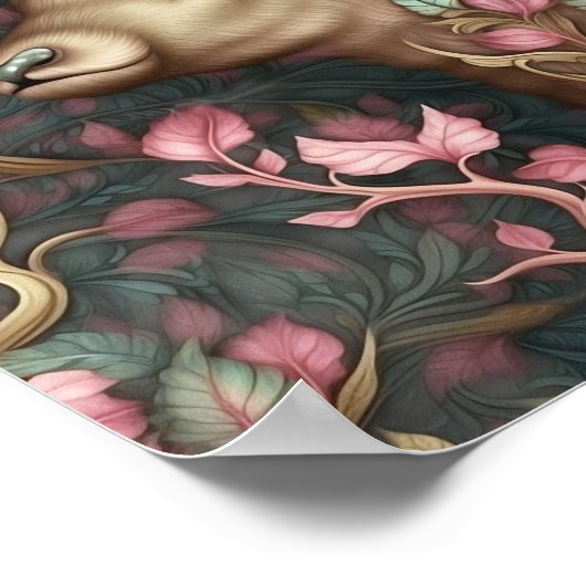 Moderne versteckte Hirsche im Wald Kunst Poster (Ecke)