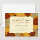 Moderne verstreute Blätter Erntedank Feiern Einladung (Vorne/Hinten)