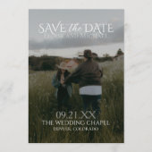 Moderne vertikale doppelseitige Foto-Save-the-Date Einladung (Vorderseite)