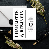 Moderne vertikale, fette Schwarz-Weiß-Hochzeit Einladung