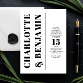 Moderne vertikale, fette Schwarz-Weiß-Hochzeit Einladung