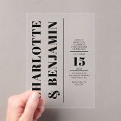 Moderne vertikale, fette Schwarze Hochzeit Acryleinladungen (Insitu (Handheld))