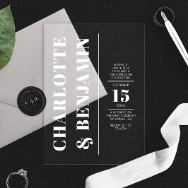 Moderne vertikale, fette, weiße Hochzeit Acryleinladungen