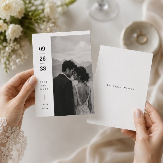 Moderne vertikale Foto-Save-the-Date-Karte Save The Date