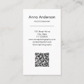 Moderne vertikale Fotografie QR Code Fotograf Visitenkarte (Rückseite)