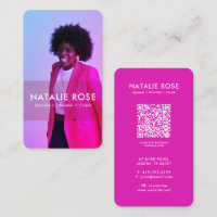 Moderne vertikale Fuchsia Pink Foto Business Card