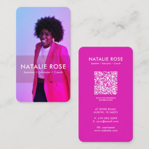 Moderne vertikale Fuchsia Pink Foto Business Card Visitenkarte