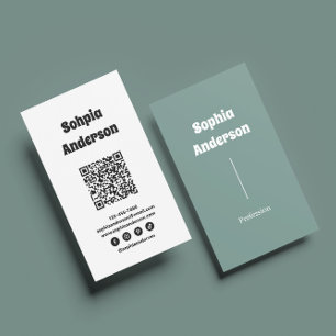 Moderne vertikale Gestaltung QR-Code und soziale Visitenkarte