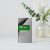 Moderne, vertikale, grüne, graue Visitenkarte (Stehend Vorderseite)