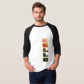 Moderne Vertikale Hello Grafik T-Shirt (Vorne ganz)