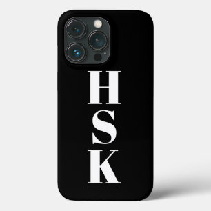 Moderne vertikale Monogramm-Initialen Schwarz-weiß Case-Mate iPhone Hülle