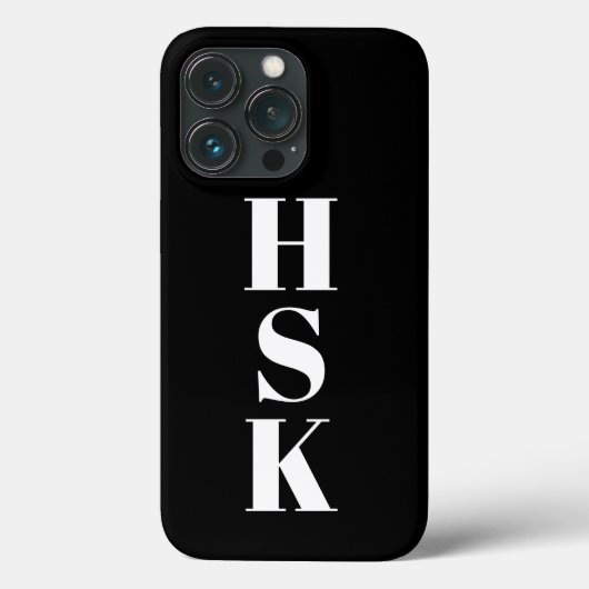 Moderne vertikale Monogramm-Initialen Schwarz-weiß Case-Mate iPhone Hülle (Rückseite)