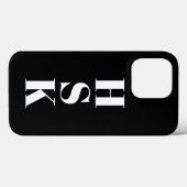 Moderne vertikale Monogramm-Initialen Schwarz-weiß Case-Mate iPhone Hülle (Rückseite (Horizontal))