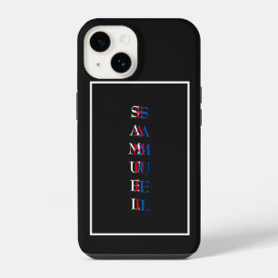 Moderne vertikale Monogramm Schwarz Weiß iPhone 14 Hülle