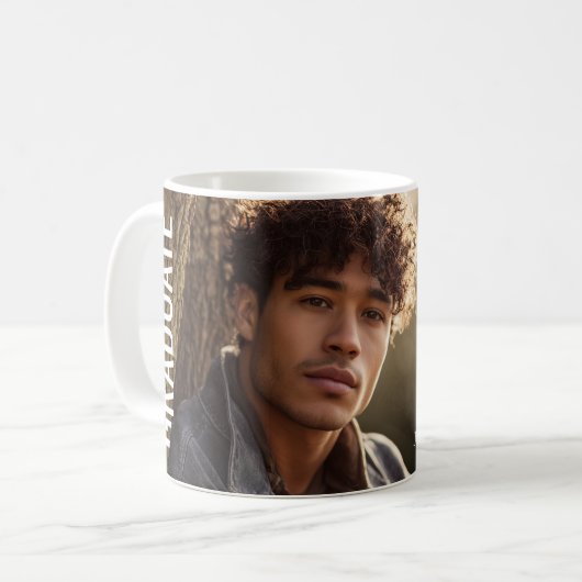 Moderne vertikale PhotoPop-Abschlussfeier Kaffeetasse (Vorderseite Links)
