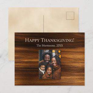 Moderne vertikale Thanksgiving-Familienfoto Holz Feiertagspostkarte
