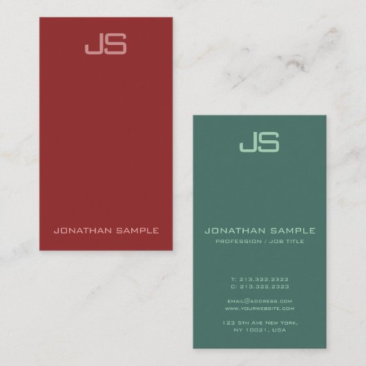 Moderne vertikale Visitenkarte Elegantes Monogramm (Vorne/Hinten)