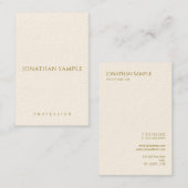 Moderne vertikale Visitenkarten Gold Text Elegant Visitenkarte (Vorne/Hinten)