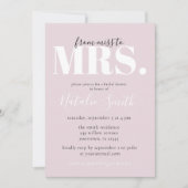 Moderne verwurzelte Rose von Miss bis Mrs. Brautpa Einladung (Vorderseite)