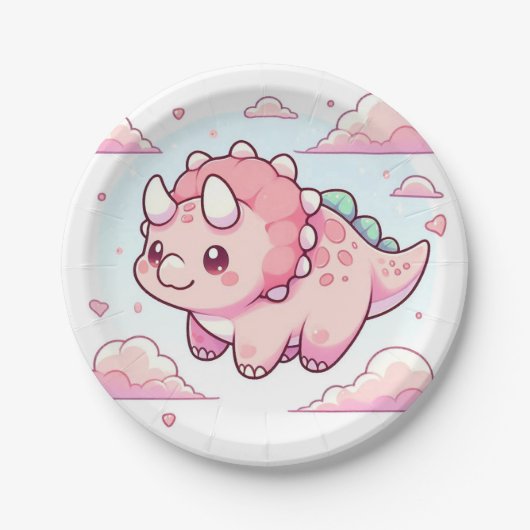 Moderne, verzauberte Dinosaur Babydusche Pappteller (Vorderseite)