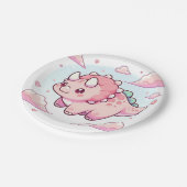 Moderne, verzauberte Dinosaur Babydusche Pappteller (Schrägansicht)