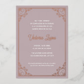 Moderne Verzierte Bilderrahmen Rosa Stilelemente Folieneinladung (Vorderseite)